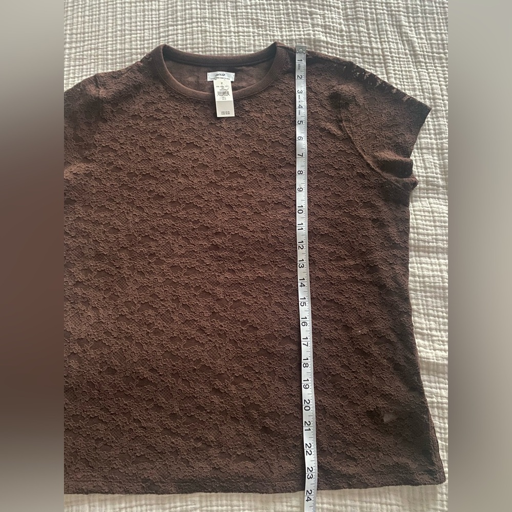 NWT Aerie Lace Vintage Short Sleeve Brown Top On Trend SZ L & XL Avail - Picture 11 of 11